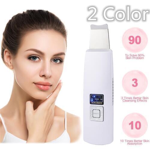 2 Colors Ultrasonic Face Cleaning Machine Skin Scrubber Remove Dirt Blackhead Reduce Wrinkles and Spots Facial Cleansing Tools