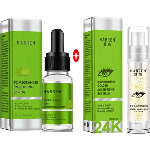 10ml 22k Golden Moisturizing Eye Serum + Pomegranate Fine Pores Face Serum Anti Aging Anti Wrinkle Cream Reduce Acne Marks Care