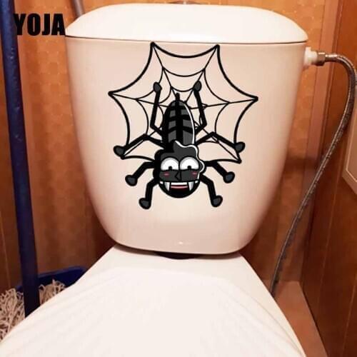 YOJA 20.5X22.9CM Modern Art Living Room Home Decor Toilet Decal Wall Sticker Funny Cartoon Halloween Spider Spider T5-1135