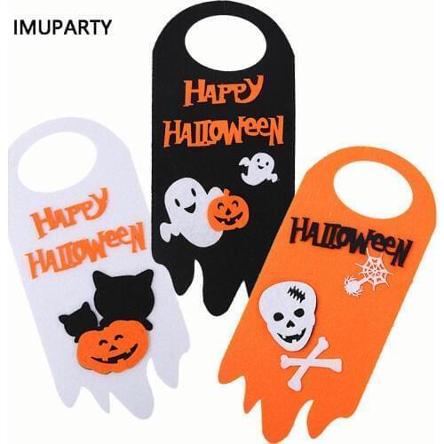 1pc Halloween Decoration Sign for Door Handle Non-woven Fabrics Props Skull Pumpkin Ghost Pendant For Party Store Maket
