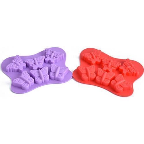 1PC Buttery Shape 6 Holes Silicone Cake Mold 3D Muffin Sweet Candy Jelly Fondant Soap Mould DIY Baking Pastry Tools LB 013