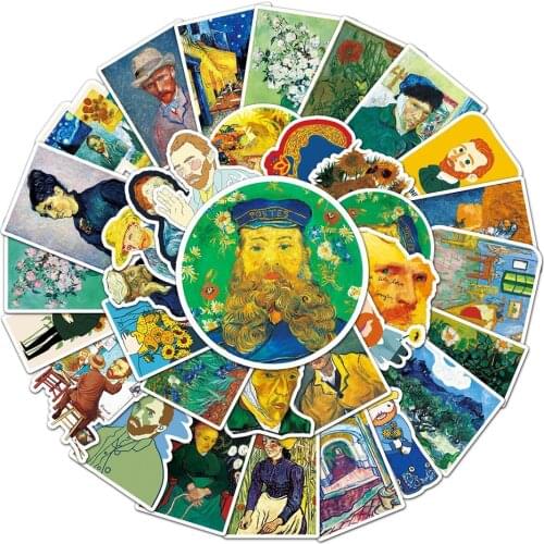 10/30/50PCS Oil Painting Style Art Artist Van Gogh Stickers Aesthetic Skateboard Laptop Phone Graffiti Sticker Decal Kid Toy