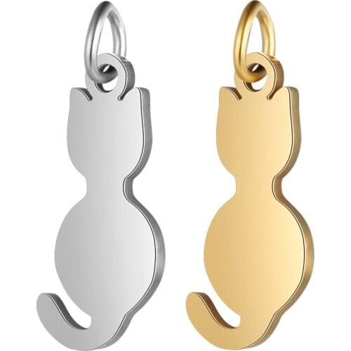 10pcs/lot Stainless Steel Cat Design Charm Jewelry Findings for DIY Necklace Bracelet Jewelry Making