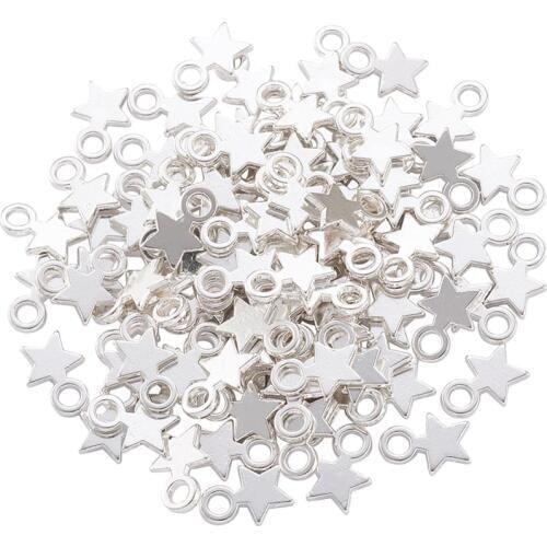 100pcs Tibetan Silver Color Star Charms Pendants DIY Handmade Necklace Bracelet Jewelry Making Chain End Tail Charms