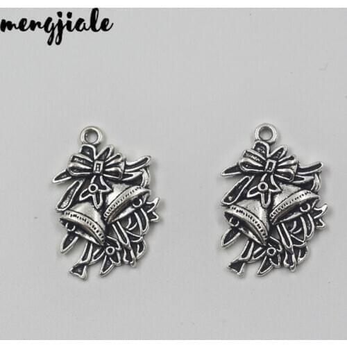 12pcs wholesale antique silver tone metal Bells charms 25*18mm