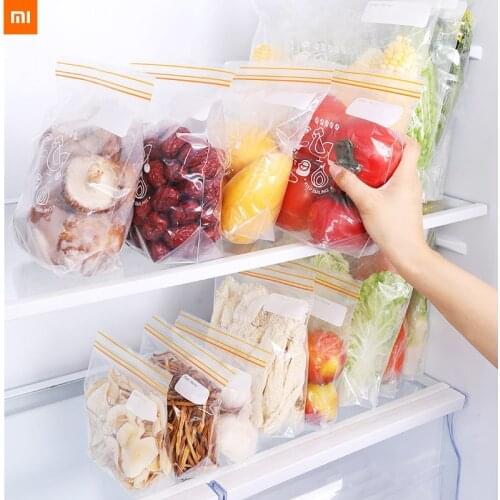 15/25/30pcs xiaomi food grade PE Storage Containers Leakproof Reusable Stand Up Zip Shut Bag Cup Fresh Bag Food Fresh Wrap