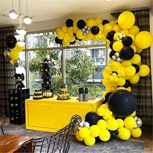 195pcs Yellow Black Balloon Garland Arch Kit for Baby Shower Honeybee theme Wedding Birthday Graduation Party Decorations