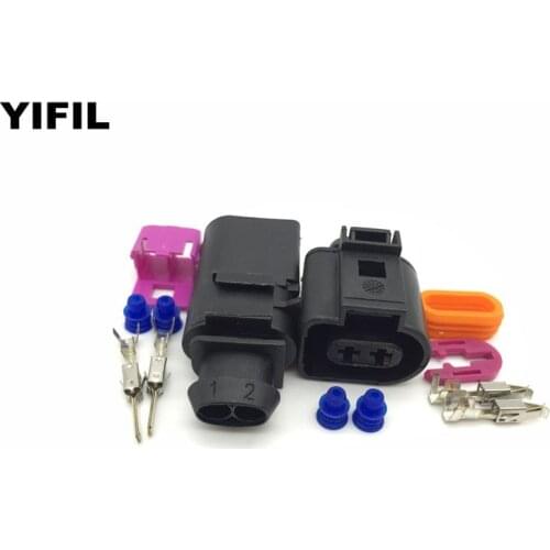 2sets/lot For Audi VW 2 Pin/Way Female Male JPT Plug Electric Horn Waterproof Connector Soar Touareg 1J0973722 1J0973822