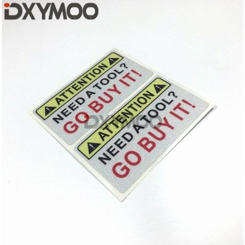 2PCS Car Styling Attention Warning NEED A TOOL? GO BUY IT Funny Motorbike Truck Window Stickers