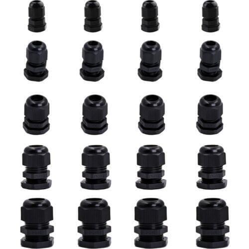 20pcs PG7 PG9 PG11 PG13.5 PG16 Thread Nylon Cable Gland Wire Connector Waterproof M12 M16 M18 M20 M22 Plastic Cable Gland