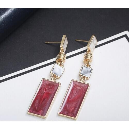 2020 New Korean style hipster rectangular earrings elegant lady size square long earrings for women Jewellery