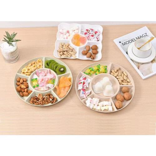 4/6 Compartment Food Storage Tray Dried Fruit Snack Plate Appetizer Serving Platter Used for Home Food Storage Box Tableware