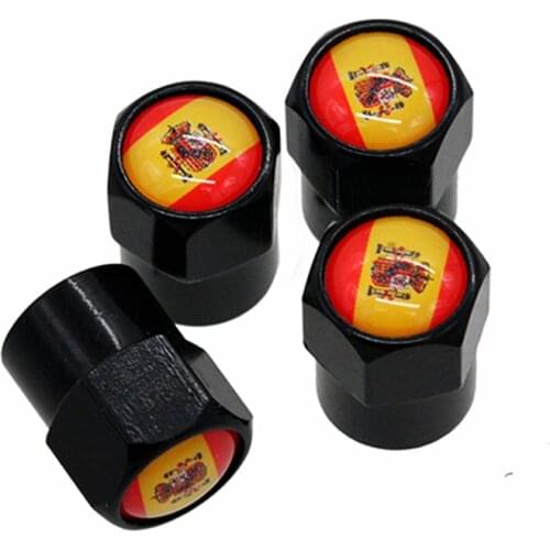 4Pcs/Pack Car Accessories Spain Flag Logo Sticker Wheel Tire Valve Caps Stem Covers Auto Styling For SEAT Leon Ibiza Exeo