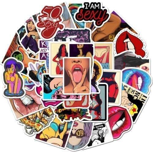 50pcs Sexy Women Pvc Waterproof Tease Vulgar beauty Girls Stickers For Phone Laptop Skateboard Luggage Decal Toys Boys Stickers