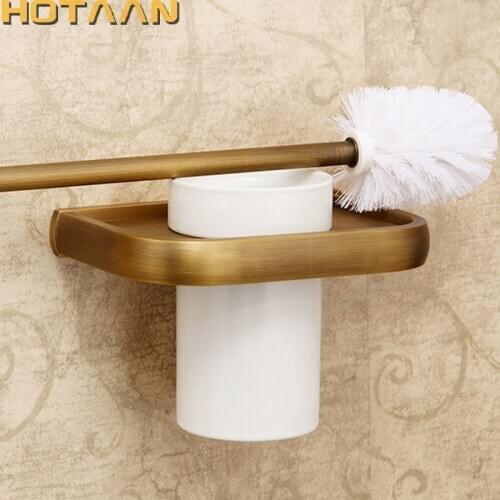 Free Shipping Toilet Brush Holder,ceramic Solid Brass Construction Base ,Bathroom accessories YT-10412