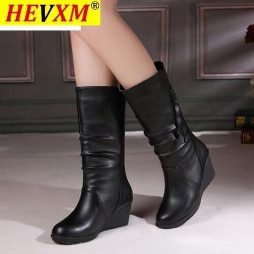 2021 Autumn New Fashion Boots Wedges Round Head Boots Large Size European And American Womens Shoes Winter Fringe Size 42