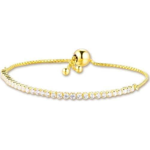 Shine Sparkling Slider Tennis Bracelets For Woman DIY Jewelry Making Sterling Silver Jewelry Fashion Female Bracelets