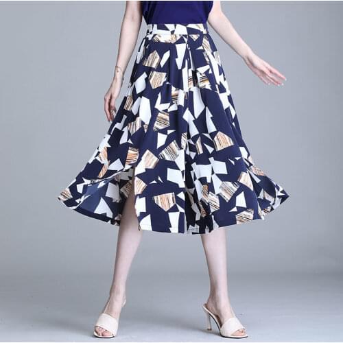 Large Size Culottes WomenS Summer Loose Wide-Leg Pants Korean High-Waist WomenS Casual Pants Cropped Hakama Chiffon Drape Pant