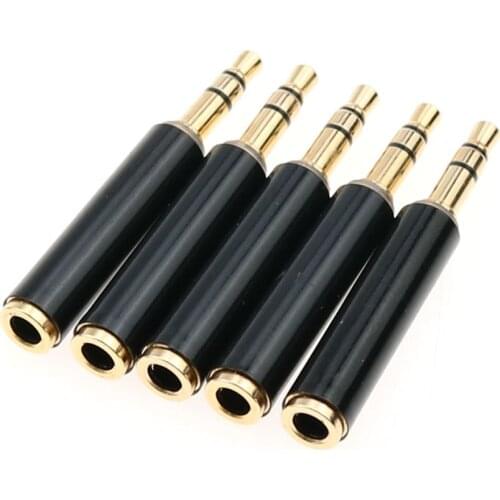 Cltgxdd 50pcs Gold Plated 3.5mm Male to Female Audio Stereo Adapter Connectors 3.5mm 3 pole Male to 4 pole Female Audio plug
