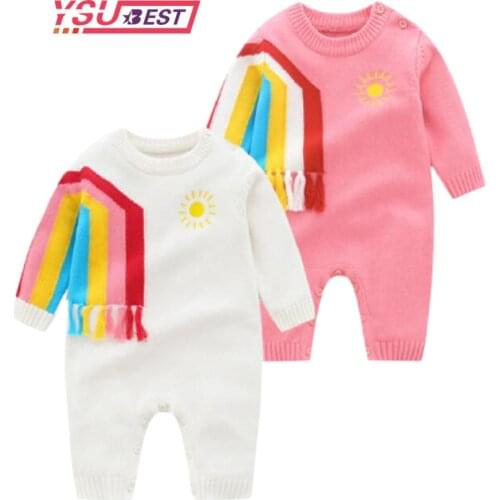 Baby Knit Romper Newborn Knitted Baby Clothes Autumn Winter Rainbow Tassels Baby Girl Romper Cotton Baby Jumpsuit Boy Romper