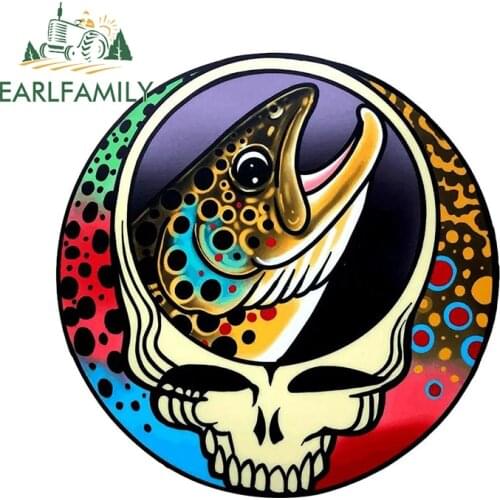 EARLFAMILY 13cm x 12.9cm For Brown Trout Car Stickers Sunscreen Vinyl Decals Anime Graphics Scratch-Proof Creative Car Goods