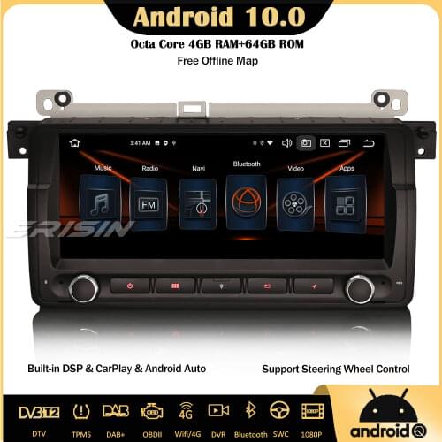 Erisin 8146 Android 10.0 Car Stereo DAB+ GPS DSP CarPlay Bluetooth OBD Wifi 8-Core 4G For BMW 3 Series 3er E46 M3 Rover 75 MG ZT