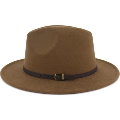 Men Women Wool Fedora Hat With Belt Pop Lady Hat Adult Hat Panama Jazz Hat Size 56-58CM