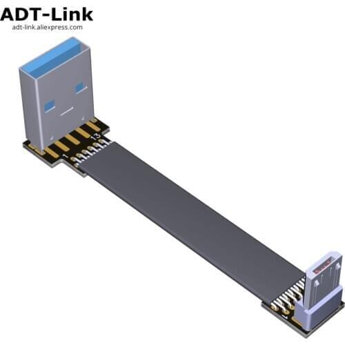 FPV Micro USB 2.0 Type-A 90 degree Adapter 5cm-100cm FPC Ribbon Flat Micro-USB 5pin Cable for Multicopter Aerial Photography