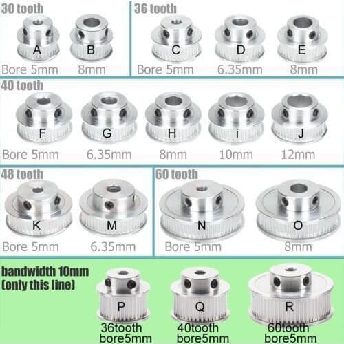 GT2 60 teeth 40Teeth 30 tooth 36tooth Bore 5mm/8mm Timing Alumium Pulley Fit for GT2-6mm Open Timing Belt for 3D Printer