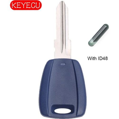 KEYECU Transponder Car Key ID48 Chip - FOB for Fiat Bravo Punto Ducato Doblo 1999-2006 With GT15 Blade