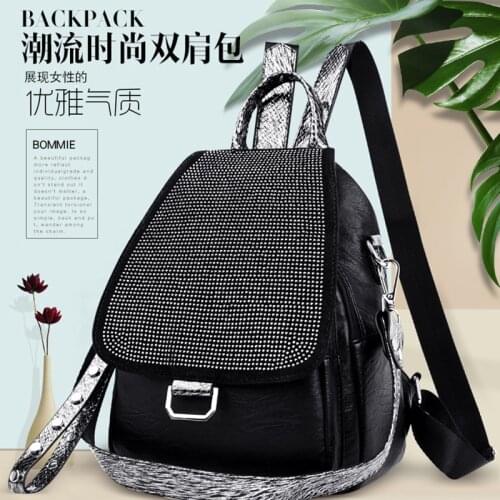 YILIAN Soft leather sets diamond double shoulder bag female 2021 new style recreational multi-purpose single shoulder handbag