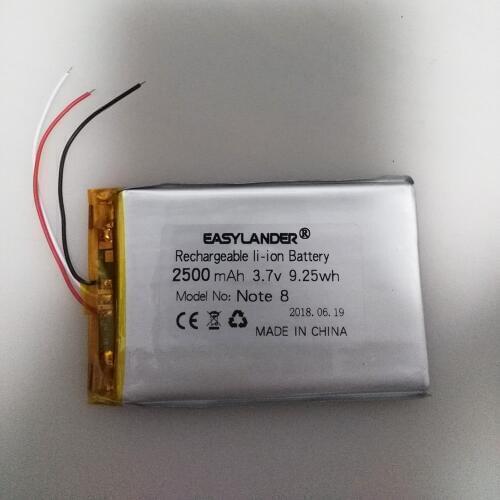3 line 3.7v lithium ion rechargeable battery 2500mah for china clone fake Galaxy note 8 android phone E-Book