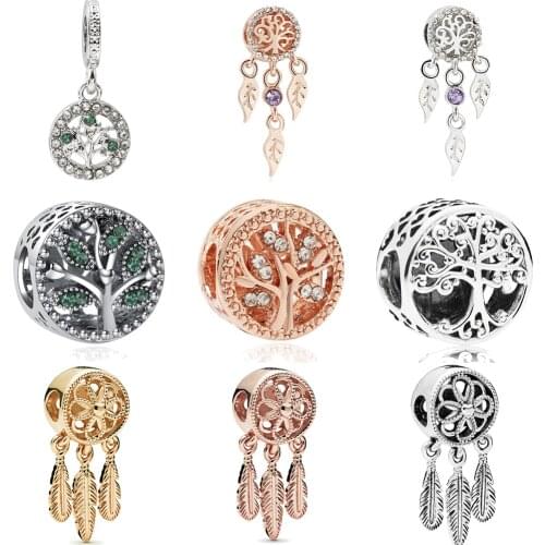 Dreamcatcher & life Tree pendant bead jewelry charms fit original pandora bracelet charms for woemn gift necklace Accessories