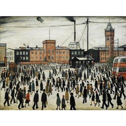 LS Lowry Going To Work 1943 METAL TIN SIGN POSTER WALL PLAQUE