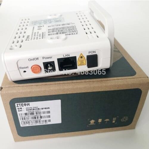 20Pcs/Carton FTTH GPON ONT ZTE ZXHN F601 English Firmware 1GE FTTH GPON ONU Modem with Power Adapter and Box 100% New Original