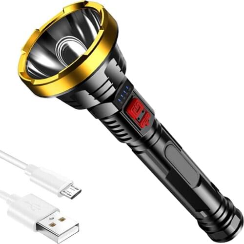 Powerful LED Flashlight Portable Torch Built-in 18650 Battery USB Rechargeable Tactical Flashlight For Fishing Camping Cycling