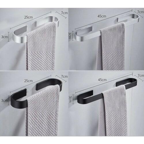 304 Stainless Steel Wall Hanging Towel Bar Storage Shelf Towel Rail Rack Towel Holder Bathroom Towels Rack Hanger Black Silver