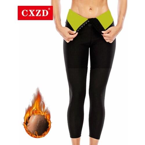 CXZD Neoprene High-waist Pants Nine-point Suit Three-breasted Pants Body Shapers Woman Waist Trainer Slimming Sweating Fitness