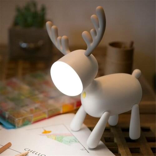 USB Rechargeable Creative Deer LED Night Light Dimmable Reading Lamp Luminaira for Bedroom Lamp Baby Kid LED Desk Table Lamp