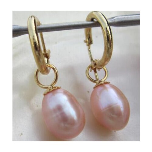 CHARMING A PAIR 10-12MM NATURA PINK PEARL EARRING 14K/20 YELLOW HOOK