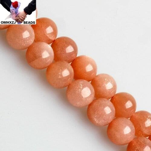 OMH Wholesale JD176 46810 12mm Jewelry DIY Making Bracelet Necklace Natural 3A Orange Moonstone Loose Spacer Faceted Round Beads