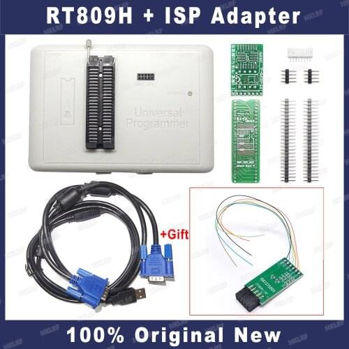 Origina New Universal Programmer RT809H With ISP Adapter Self-Test Board SOP8 Test Clip Fast Reading Better Than TL866II PLUS
