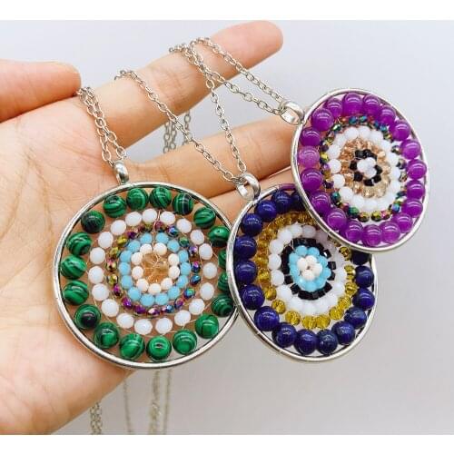 Orgonite Necklace Sliver Chain Amethyst Aventurine Gemstone Malachite 7 Chakras Pendants Healing Energy Meditation Jewelry