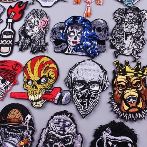 Iron On Patches For Clothes Skull Patch Embroidered Patches For Clothing Zombie Bride Patch Embroidery Sticker On Clothes Stripe