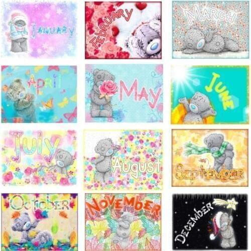 Full square/round diy diamond painting -Twelve months,Cartoon bear-Diamond embroidery Rhinestone Kid room decoration Home LWC