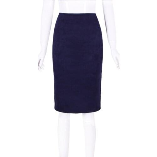 New Suede Skirt Pure Color Split Deerskin Velvet Skirt High Waist Bag Buttocks Was Thin All-match Skirt