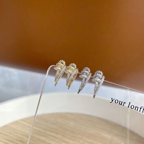 Korean new design fashion jewelry exquisite 14K real gold AAA full zircon no pierced ear clip small beads women daily earrings