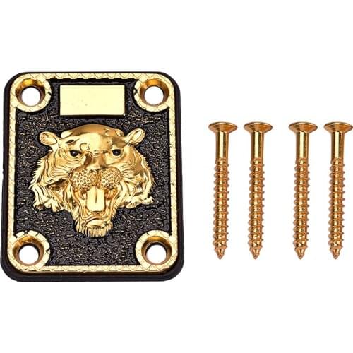 1 Set Guitar Neck Plate with Screws Gasket for Electric Guitar Replacement Parts Golden