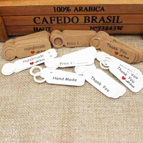 2018 100pcs scallop shape 3*2cm cardboard gift hang tags white/brown products price tag thank you gift /wedding favors paper tag
