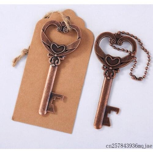 100pcs Key Shaped Bottle Openers with Tag Cards Metal Beer Wine Openers with Keyring Opener Tool